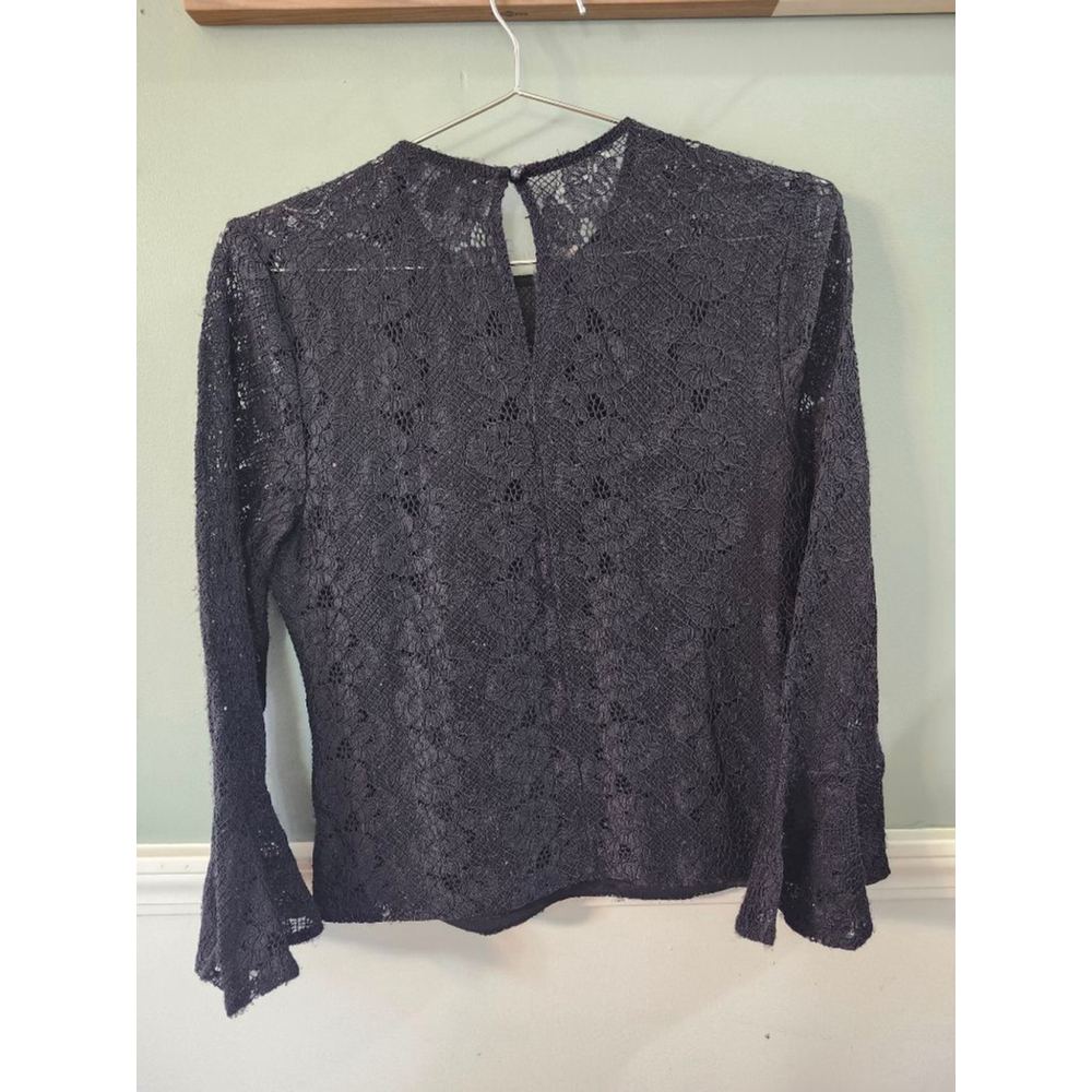 Lulus Black Lace Bell Sleeve Blouse M - Picture 5 of 7